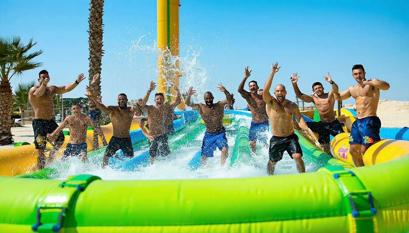 Corporate team building event at AquaQuest Adventure Park Dubai